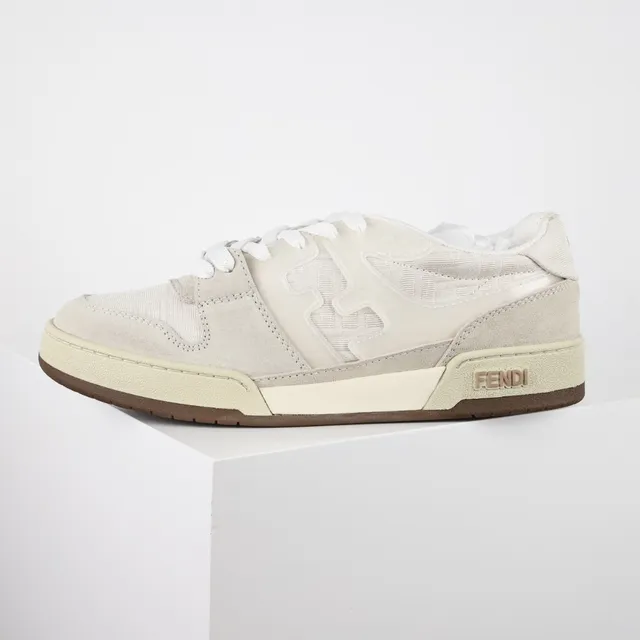 Fendi First Beige Brown Layered Suede And Textile Upper Tonal FF Motif Overlay Lifestyle Sneakers 9