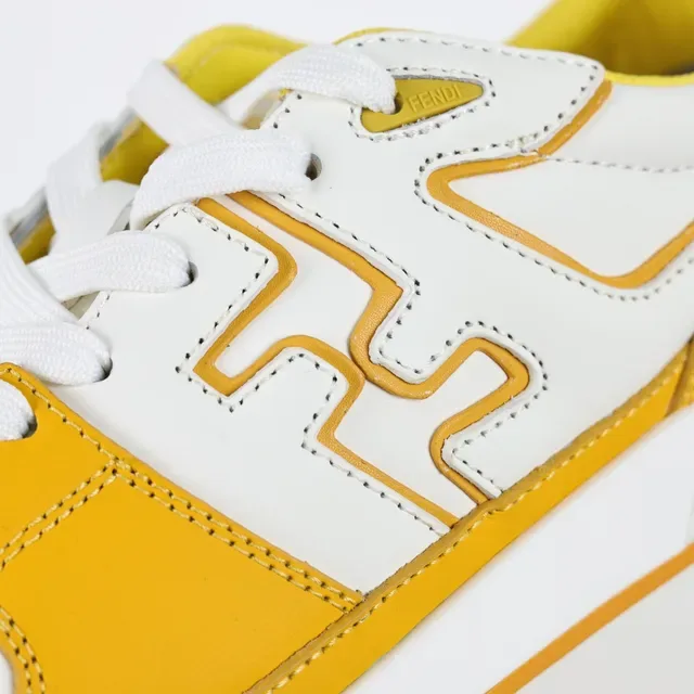 Fendi Mania Sneakers أصفر وأبيض أسلوب حياة 6