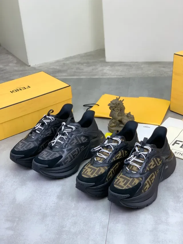 Fendi Run Away Black FF Monogram Chunky Sneakers 2