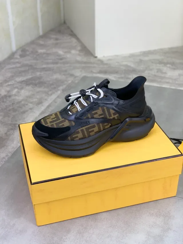 Fendi Runner FF Jacquard Black Brown Chunky Sneakers 4
