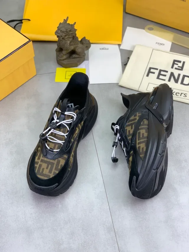 Fendi Runner FF Jacquard Black Brown Chunky Sneakers 5