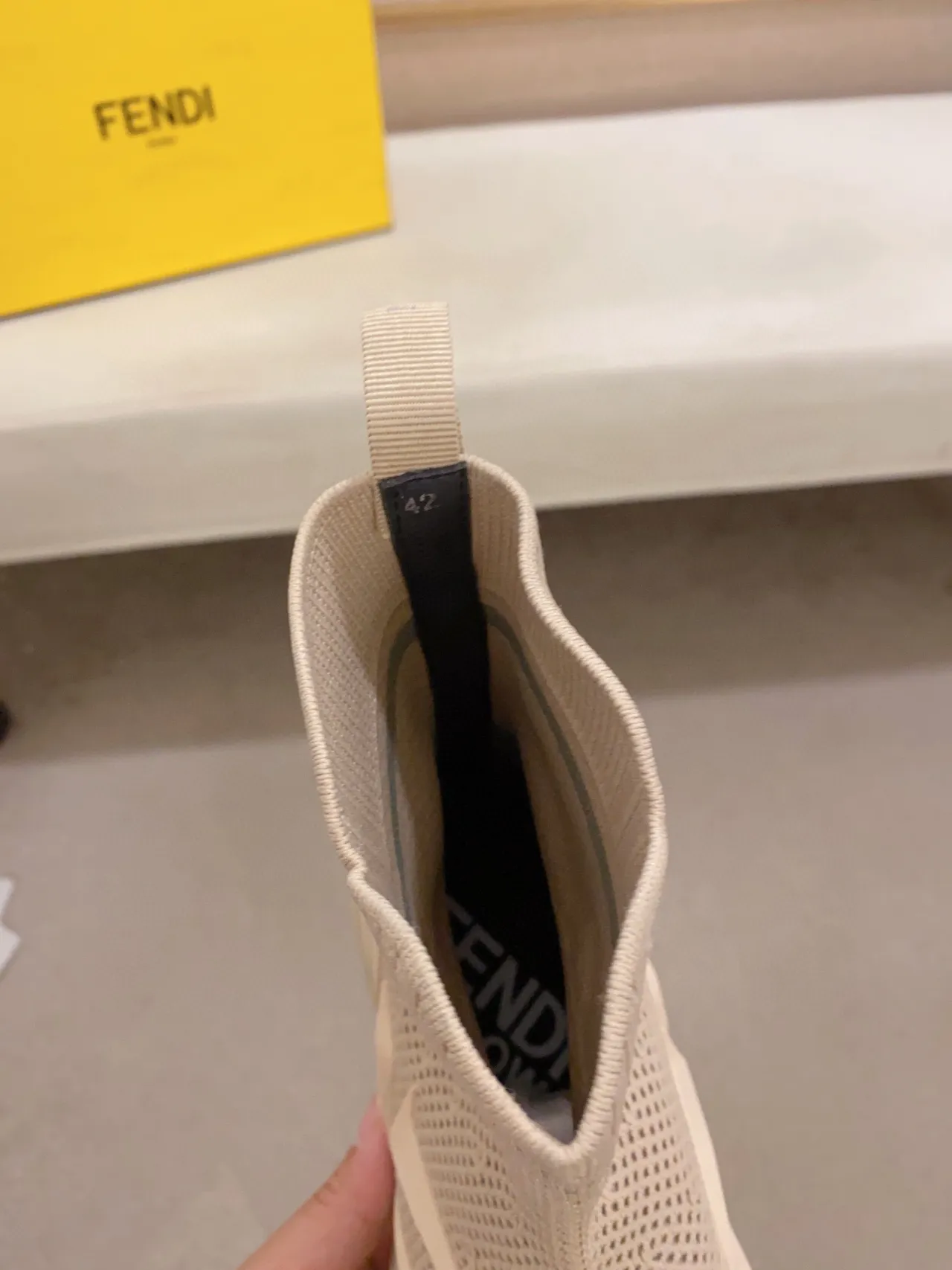 Fendi Speed Trainer Beige 针织袜套式厚底运动鞋 3