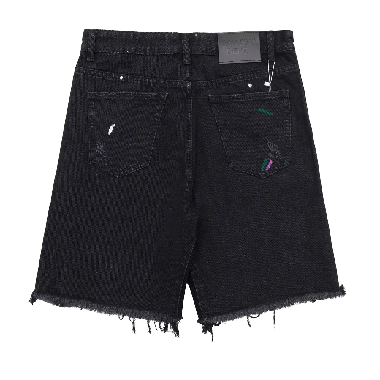 Gallery Dept Shorts de Denim Preto com Salpicaduras de Tinta e Desgastados 3