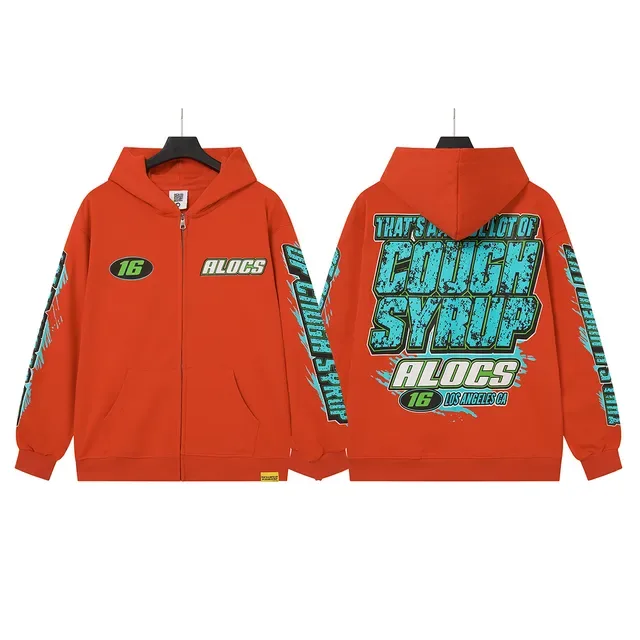 ALOCS Graphic-Print Full-Zip Hoodie 4