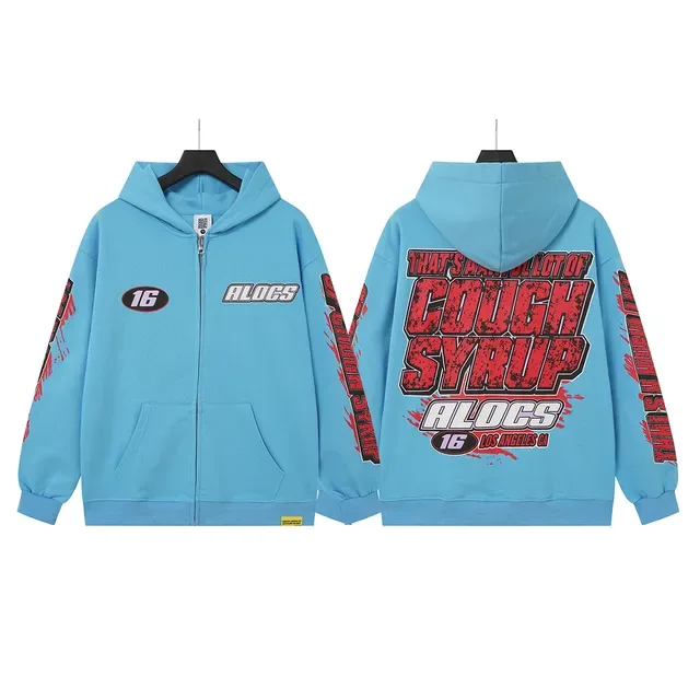 ALOCS Graphic-Print Full-Zip Hoodie 7