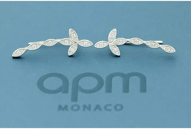 APM Monaco فضي أبيض سيلويت العنب الملتوي باريه ست حجر شفاف أقراط 3