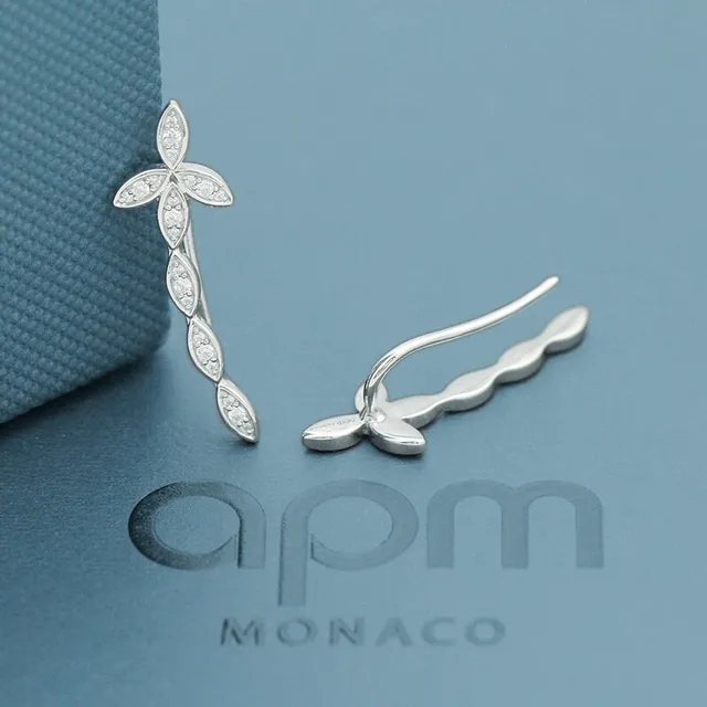 APM Monaco فضي أبيض سيلويت العنب الملتوي باريه ست حجر شفاف أقراط 8