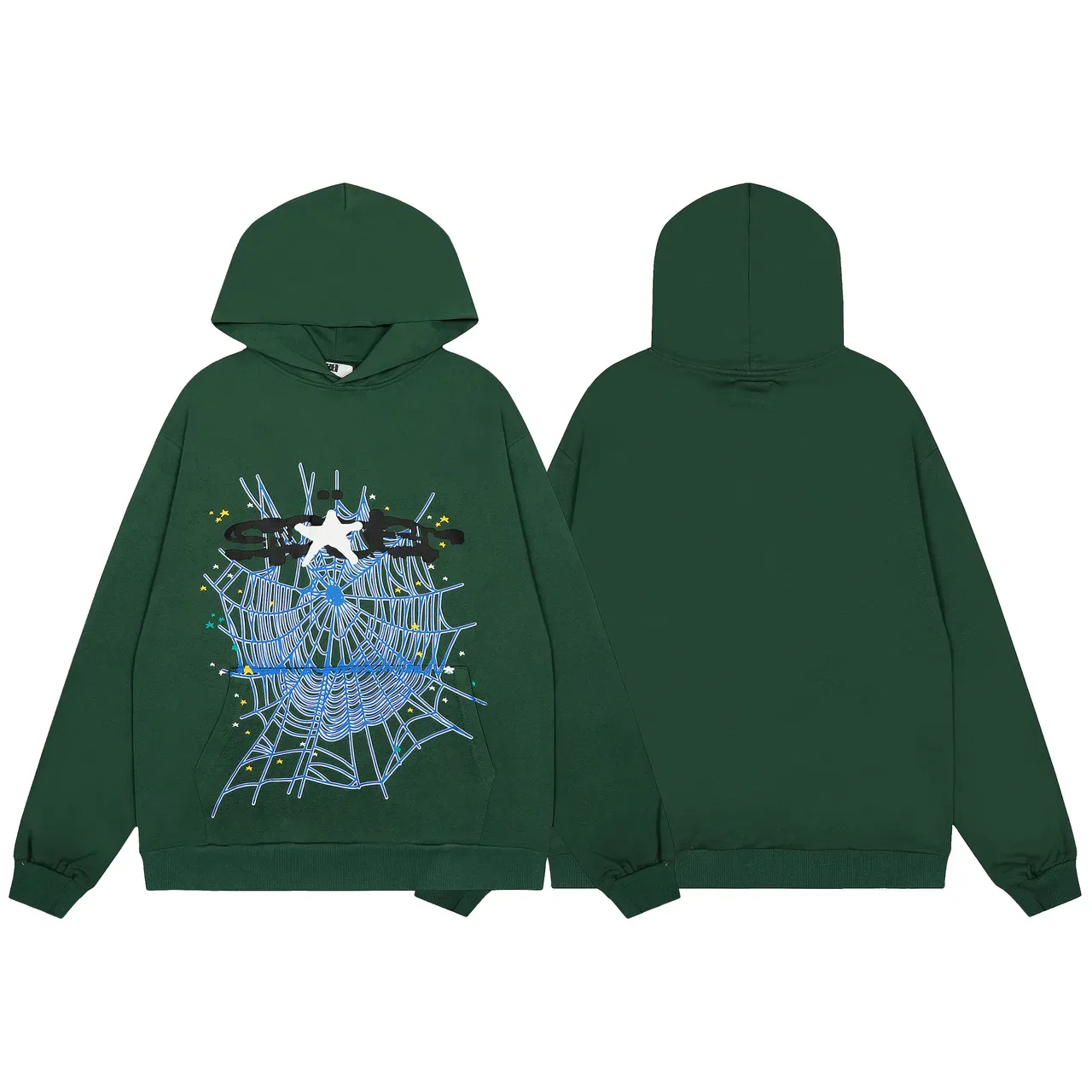 军绿色蓝色oversized fit印花前连帽衫 2