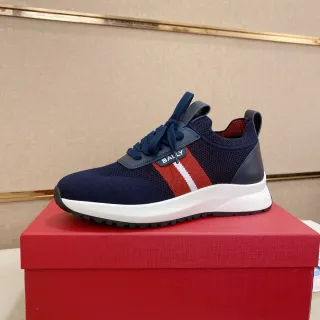 Bally أحذية رياضية أسلوب حياة أعلى تريكو شريط جانبي أكسنت نافي ريد