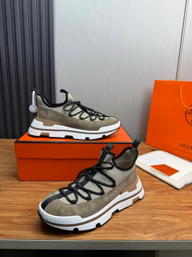 Beige and Black Chunky Layered Sole Suede Mesh Sneaker 4
