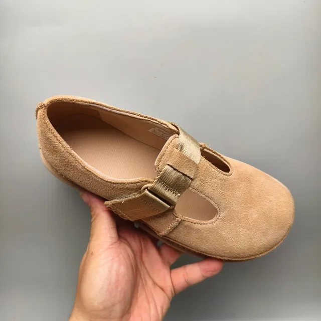 Beige Suede T-Strap Platform Mary Jane Shoes 3