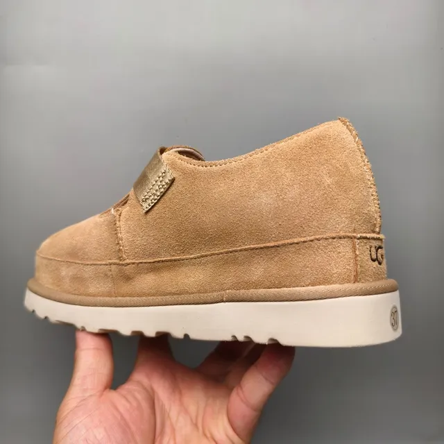 Beige Suede T-Strap Platform Mary Jane Shoes 4