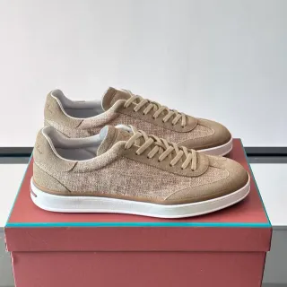 Zapatillas lifestyle beige de tejido y ante de punta baja