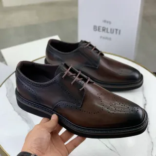 BERLUTI Two-Tone Brown Full Brogue Cap-Toe Leather Brogues