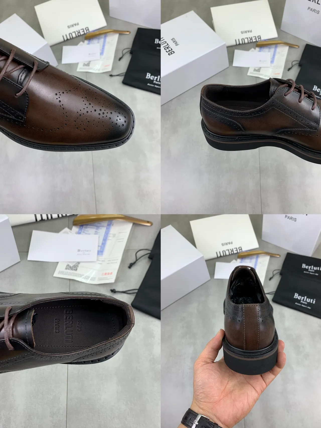 BERLUTI Two-Tone Brown Full Brogue Cap-Toe Leather Brogues 2