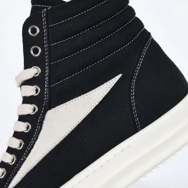 Black and Cream High-Top Platform Sneakers 6