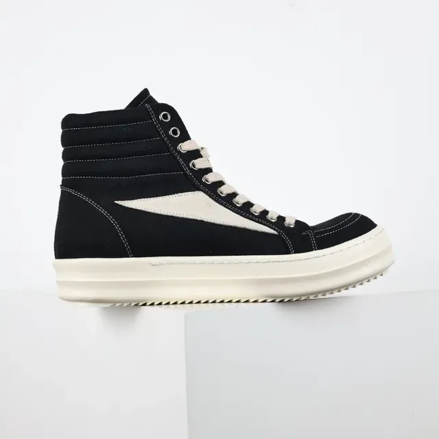 Black and Cream High-Top Platform Sneakers 7