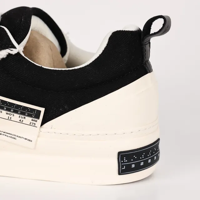 Black and Cream Raw-Edge Canvas Platform Sneakers 4