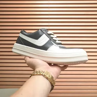 Black and White Contrast Panel Leather Platform Sneaker