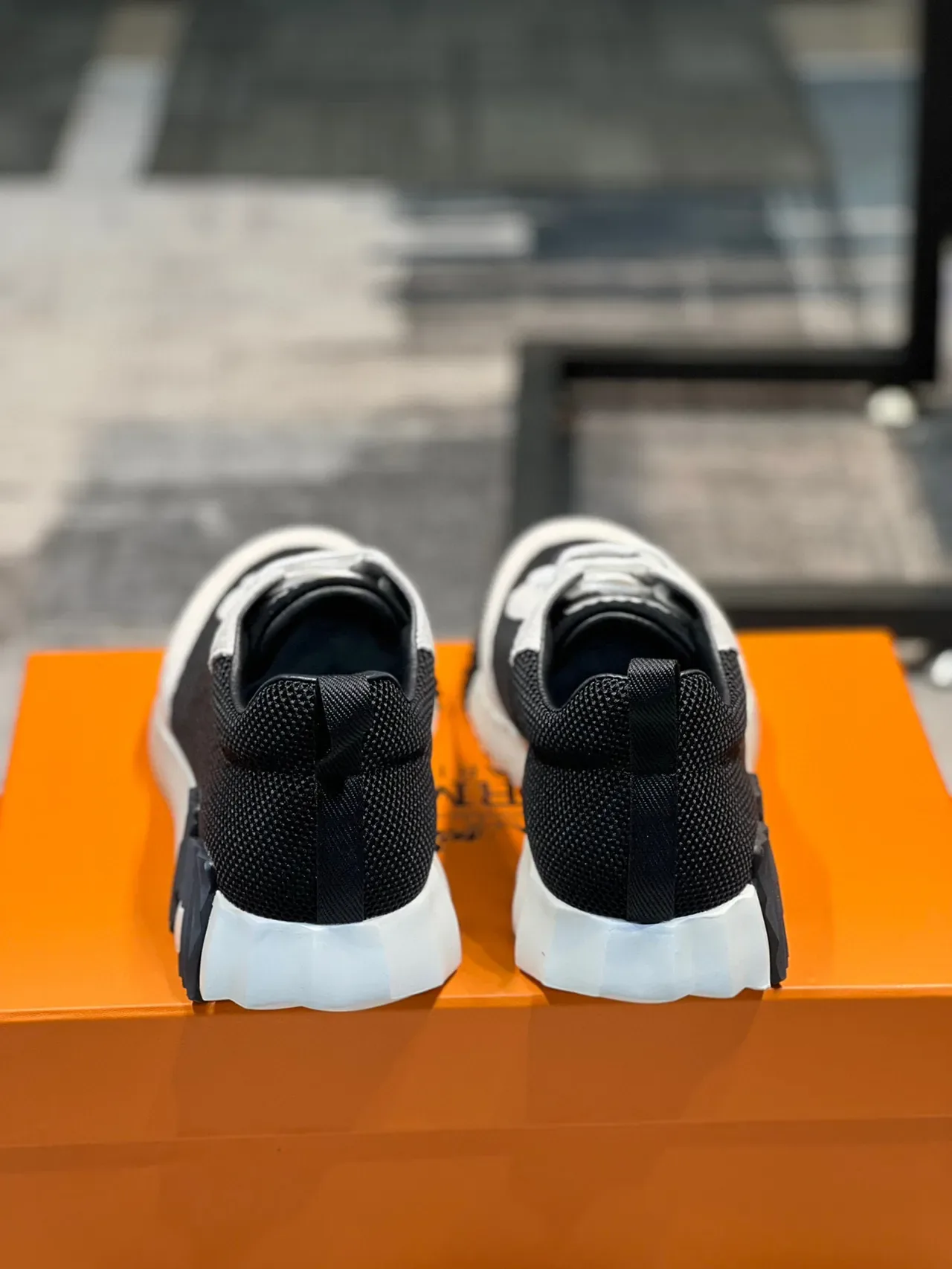 Black and White Mesh-Suede Low-Top Sneaker 2