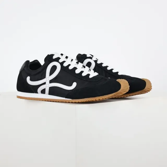 Black and White Monogram Logo Low-Top Cupsole Sneakers 3