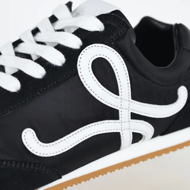 Black and White Monogram Logo Low-Top Cupsole Sneakers 6
