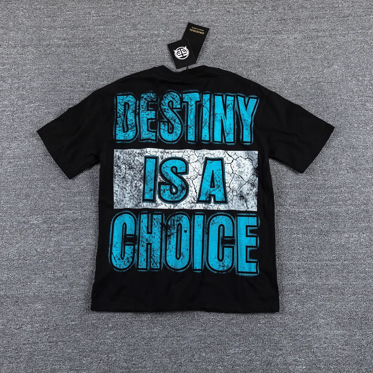 Black Blue Graphic-Print Oversized Fit T-Shirt 3