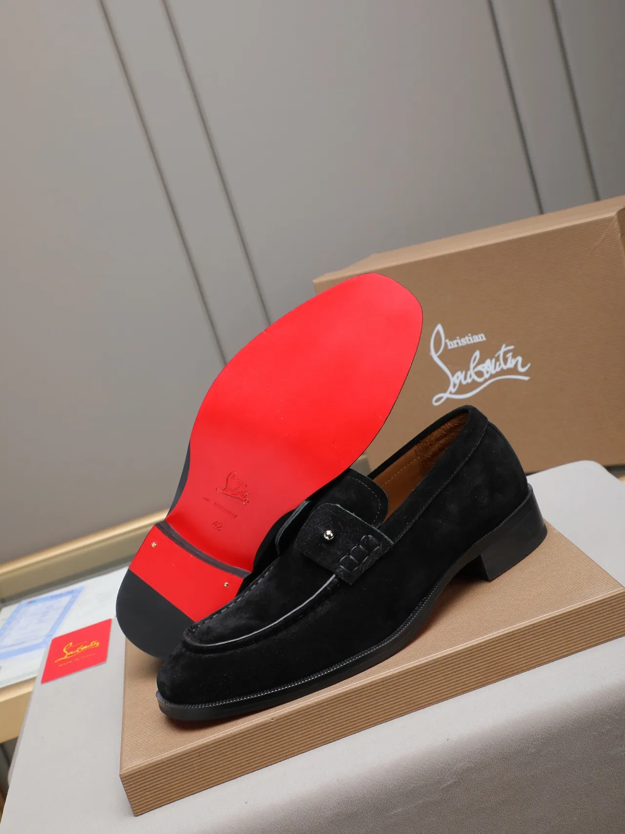 Black Brown Suede Saddle Strap Loafer 3