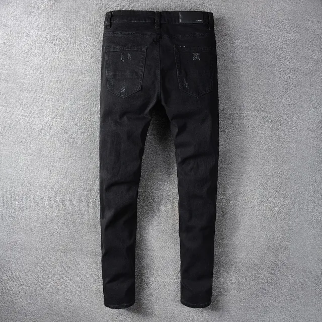 Black Distressed Patchwork Slim-Fit Jeans 3