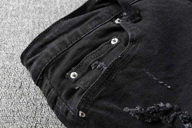 Black Distressed Patchwork Slim-Fit Jeans 4