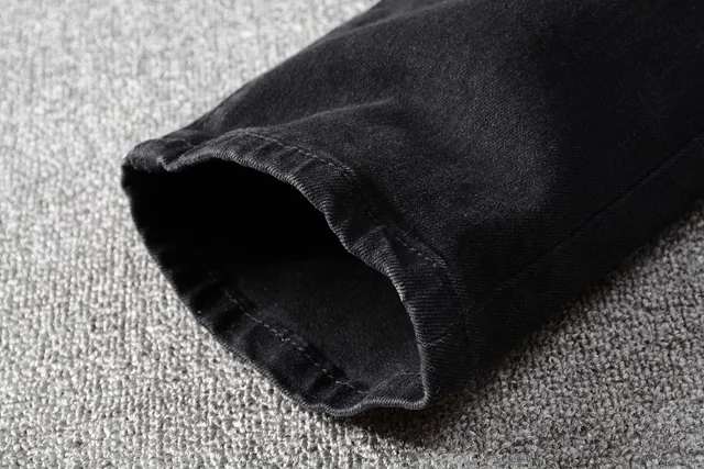 Black Distressed Patchwork Slim-Fit Jeans 14
