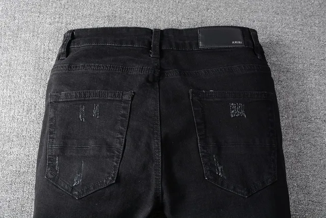 Black Distressed Patchwork Slim-Fit Jeans 17