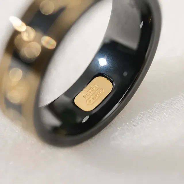 Anneau de bande émail noir doré inlay trim 3