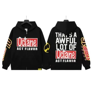 Black Graphic-Print Full-Zip Oversized Hoodie by Generic — hoodies supplier, yupoo album photo