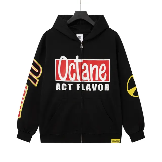 Black Graphic-Print Full-Zip Oversized Hoodie 2