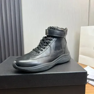 Black High-Top Smooth Leather Boots