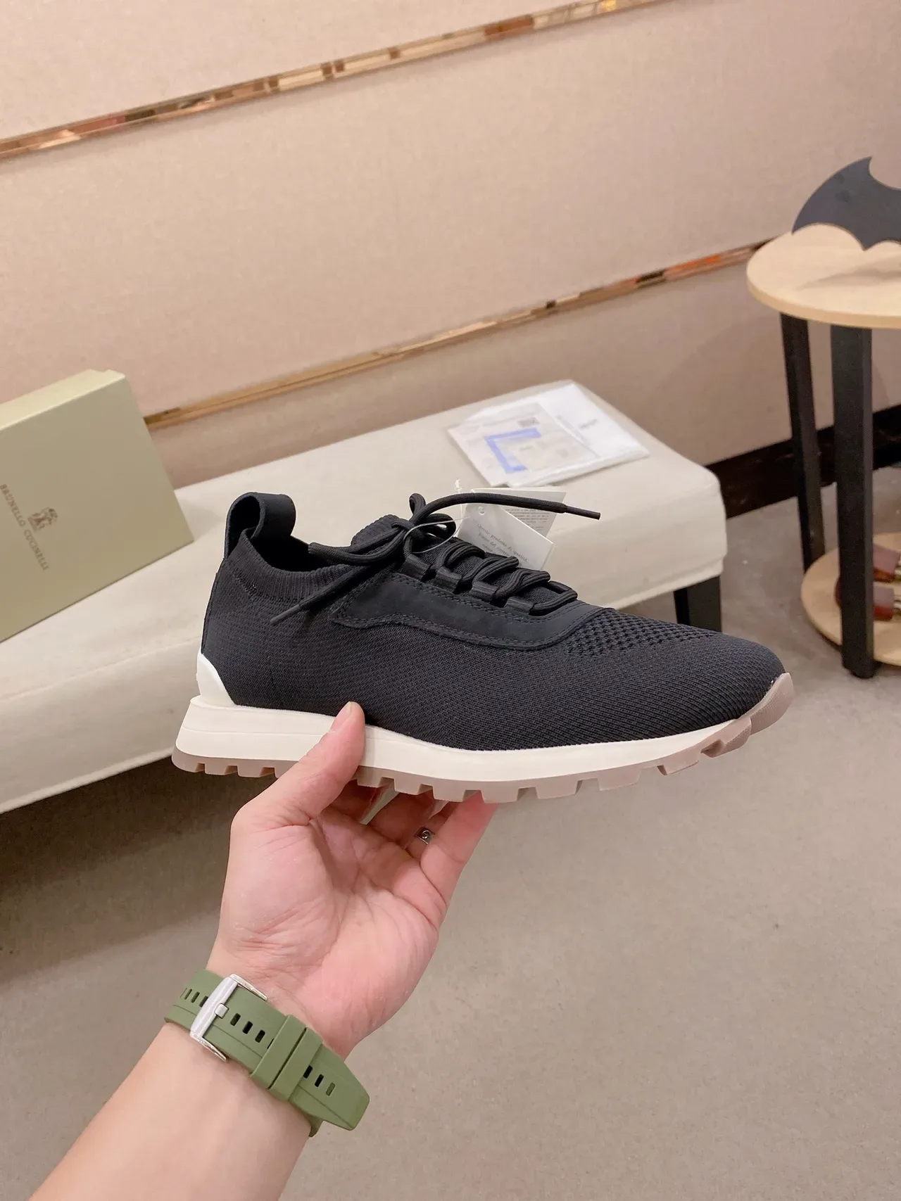 Black Knit Lace-Up Lifestyle Sneaker 5