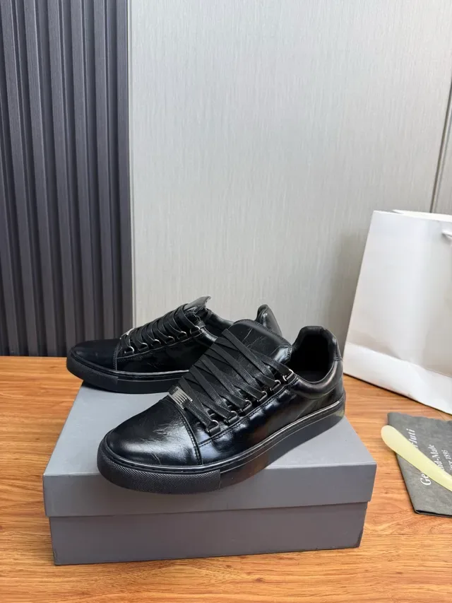 Black Leather Low-Top Sneaker 3