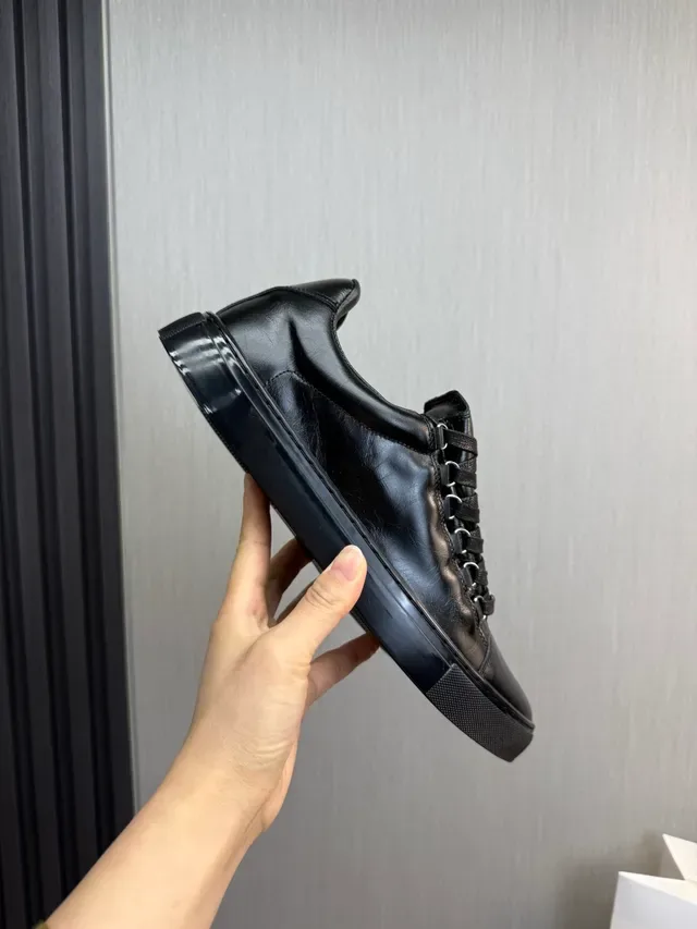 Black Leather Low-Top Sneaker 7