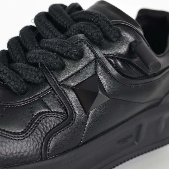 Black Leather Platform Sole Sneakers 6