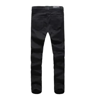 Jeans con paneles de rodilla estilo moto con cremallera negros 8