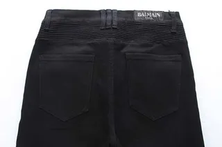 Jeans con paneles de rodilla estilo moto con cremallera negros 9