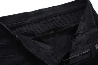 Jeans con paneles de rodilla estilo moto con cremallera negros 14
