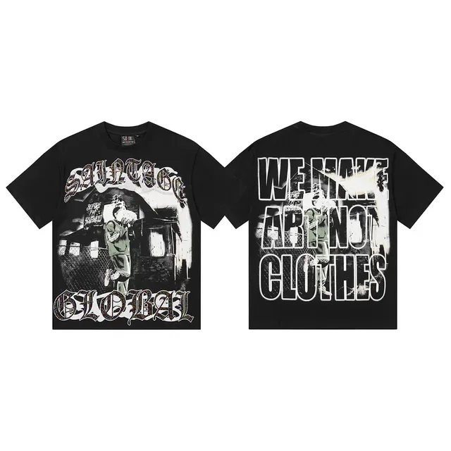 Black Oversized Graphic-Print Crewneck T-Shirt 2