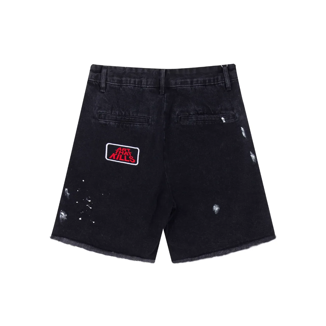 Black Paint-Splatter Distressed Denim Shorts 3