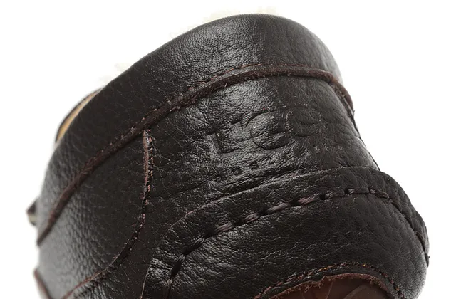 Black Pebbled Leather Shearling-Lined Moccasin-Stitched Slip-On Loafer 5