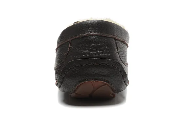Black Pebbled Leather Shearling-Lined Moccasin-Stitched Slip-On Loafer 12