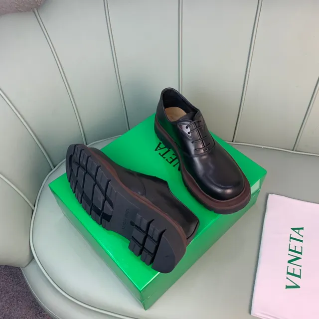 Black Polished Leather Platform Oxford Shoe 2
