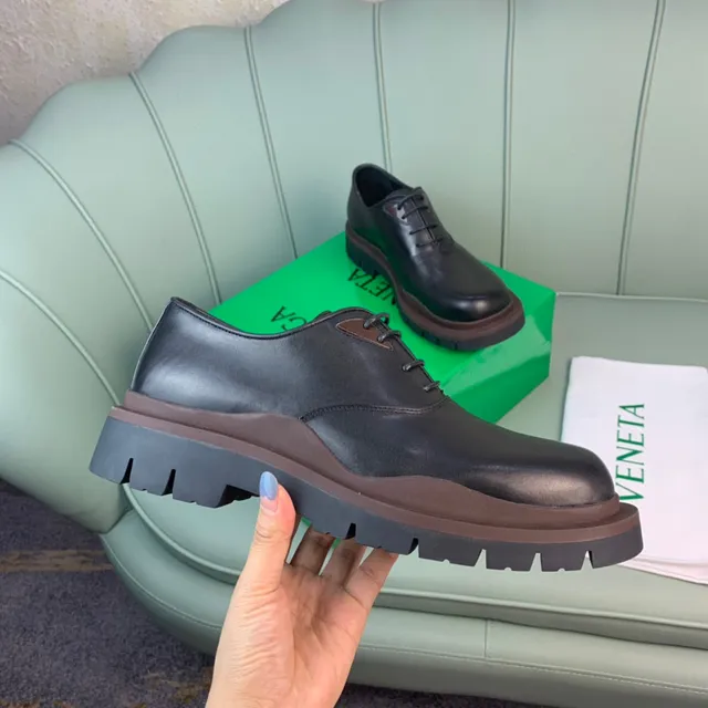 Black Polished Leather Platform Oxford Shoe 4