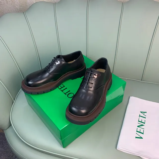 Black Polished Leather Platform Oxford Shoe 5